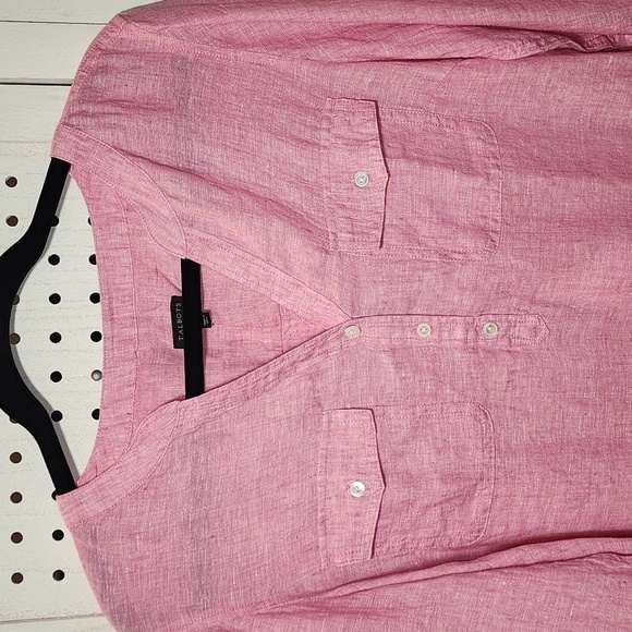 Talbots Size M Medium 100% Linen Pink V-neck Lightweight - Picture 4 of 8